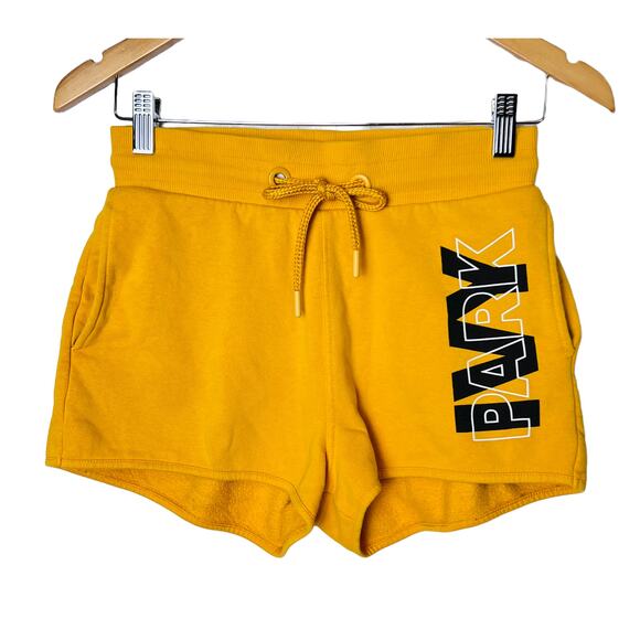 IVY PARK Logo Fleece Short Drawstring Waist Sporty Pockets Yellow - Picture 1 of 6